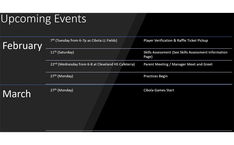Upcoming Event Schedule